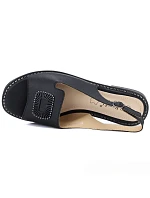 Dámské černé kožené sandály S.Barski KV61-6076