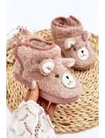 Dětské teplé pantofle s medvídkem Růžové Eberra