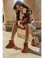 Kožené Semišové Sněhule S Kožešinou Vinceza 97951 Camel