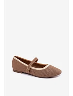 Ploché baleríny z síťovaného materiálu světle hnědé Zelisa