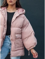 Dámská prošívaná bunda oversize s kapucí PARIMA růžová FashionStreet TY4480