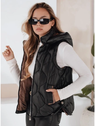 Dámská prošívaná vesta s kapucí MISSVEST černá FashionStreet TY5022