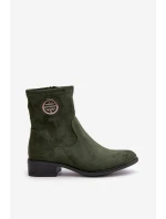 Dámské Botky Na Zip S Dekorativním Detalem Eko Semišové Zelené Lerioria