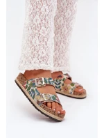 Dámské vzorované pantofle na korkové platformě s přezkami Lee Cooper – multicolor