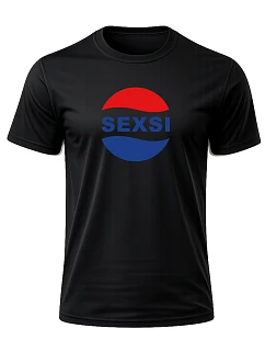 Dámské bavlněné tričko s potiskem - SEXSI - černé