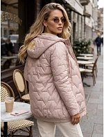 Dámská prošívaná bunda s kapucí, růžová, FashionStreet TY5804