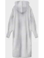 Světle šedý dlouhý vlněný přehoz přes oblečení typu alpaka s kapucí (M105) Světle šedý dlouhý vlněný přehoz přes oblečení typu alpaka s kapucí (M105)