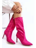 Dámské polobotky do půlky lýtek na jehle fuksiová Odetteia