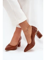 Kožené Lodičky Lewski 3117 Tmavě hnědé