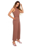 M679 Overal bez rukávů s páskem a sponou - čokoládový M679 Overal bez rukávů s páskem a sponou - čokoládový