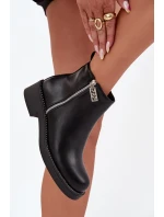 Dámské nízké kotníkové boty Vionna se zirkony – černé