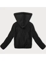 Krátká černá dámská bunda s teplákovou kapucí J Style (16M9236-392)