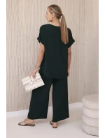 Komplet s náhrdelníkem halenka + kalhoty tmavě zelená Komplet s náhrdelníkem halenka + kalhoty tmavě zelená