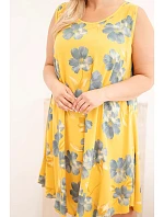 Dámské šaty Plus Size viskózové s květinovým vzorem na ramínkách hořčicová