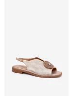 Lesklé Dámské Sandály S Dekorativním Detailem S.Barski KV51-012 Růžové Zlato Lesklé Dámské Sandály S Dekorativním Detailem S.Barski KV51-012 Růžové Zlato