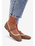 Ploché baleríny z síťovaného materiálu světle hnědé Zelisa