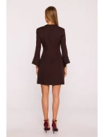 M876 Šaty s širokými manžetami - hnědé