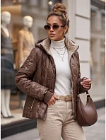 Dámská přechodová bunda s odnímatelnou kapucí, hnědá, FashionStreet TY5779 Dámská přechodová bunda s odnímatelnou kapucí, hnědá, FashionStreet TY5779