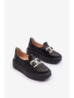 Kožené dámské polobotky na platformě černé Lewski 3398/2