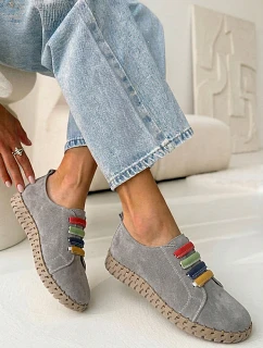 Kožené semišové dámské polobotky Vinceza 95377 Šedé