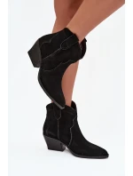 Dámské kovbojské kotníkové boty z přírodní velurové kůže Beretta – černé