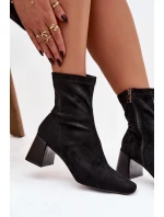 Dámské kotníkové boty na podpatku z eko semiše Olianne Dámské kotníkové boty na podpatku z eko semiše Olianne