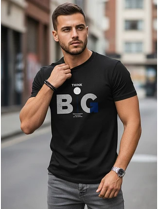 Pánské bavlněné tričko s potiskem černé FashionStreet NX0155R