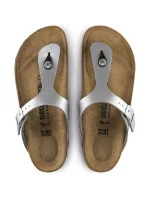 Dámské žabky Birkenstock Gizeh Birko-Flor silver regular wide (0043851) dámské Dámské žabky Birkenstock Gizeh Birko-Flor silver regular wide (0043851) dámské