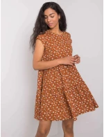 Dámské šaty D50051Z30268 001 Hnědá s květy - FPrice Dámské šaty D50051Z30268 001 Hnědá s květy - FPrice