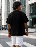 Pánské bavlněné tričko oversize s potiskem černé FashionStreet NX1046R