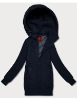 Tmavě modrá dámská mikina s kapucí z různých materiálů Goodlookin (AMG-175)