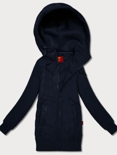 Tmavě modrá dámská mikina s kapucí z různých materiálů Goodlookin (AMG-175)