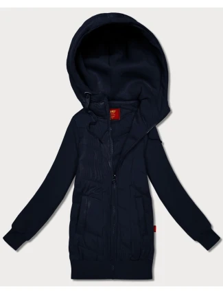 Tmavě modrá dámská mikina s kapucí z různých materiálů Goodlookin (AMG-175)