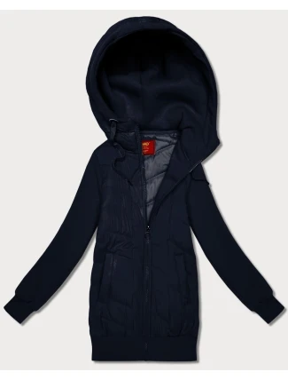 Tmavě modrá dámská mikina s kapucí z různých materiálů Goodlookin (AMG-175)