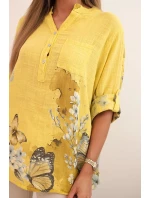 Dámská bavlněná košile na knoflík a kapsou kiwi