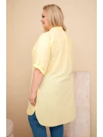 Dámská suknička Plus Size s vyšíváním a ohrnutým rukávem žlutá