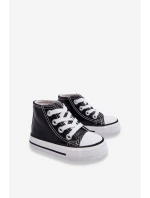 Dětské kožené vysoké tenisky Černe a bíle Marney Dětské kožené vysoké tenisky Černe a bíle Marney