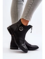 Dámské kotníčkové boty na ploché podrážce se zipem béžové Loratie