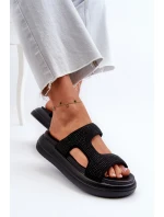 Ozdobené dámské sandály na platformě černé Jestella