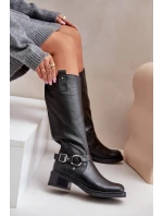 Zazoo 70141 Kožené Dámské Kolenovky Černé