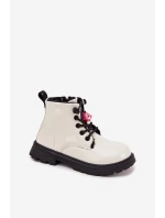 Zateplené dětské lakované kotníkové boty s přezkou Medvídek Bílá Jovellea