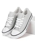 Trendy šedo-stříbrné  tenisky dámské bez podpatku