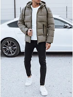 Pánská prošívaná zimní bunda s kapucí béžová FashionStreet TX5065