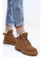 Dámské kožené Trapery s kožíškem Hnědá Lynnvia