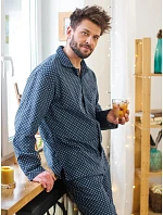 Pyžamo Key MNS 912 B26, dlouhé rukávy, velikost 3XL–4XL, rozepínací