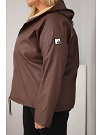 Dámská bunda Plus Size s kapucí a nastavitelným spodkem hnědá