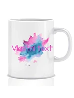 Personalizovaný klasický bílý keramický hrníček 300 ml s barevnou skvrnou