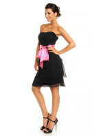 Společenské šaty korzetové značkové MAYAADI s mašlí a sukní s volány černé - Černá - MAYAADI