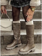 Dámské dlouhé hnědé boty KICKBOOT FashionStreet ZY0500 Dámské dlouhé hnědé boty KICKBOOT FashionStreet ZY0500