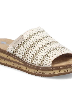 Dámské žabky na podpatku béžové Rieker 629X8-60